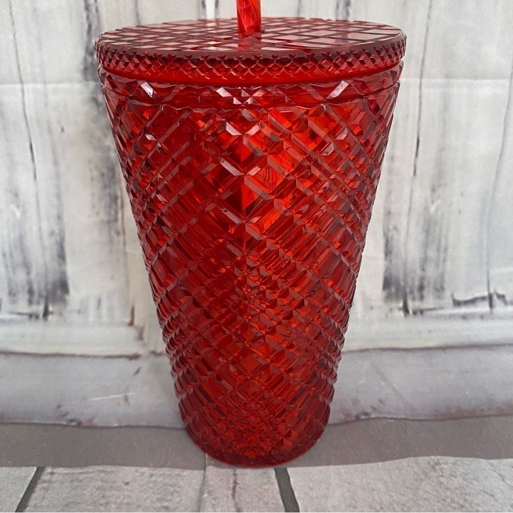 Starbucks 2021 Red Christmas Holiday Jeweled Tumbler 16 oz Grande With Lid Used - Picture 7 of 11